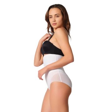 Emay 2945 Tül Karyokalı Slip Beyaz Kadın Lazer Korse