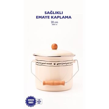 Emaylab Mood Ahşap Detaylı 20 cm 3 lt Emaye Bakraç