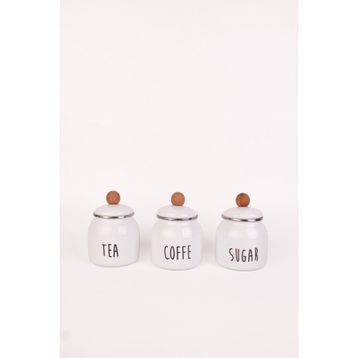 Emaylab Motto Tea Coffee Sugar 3lü Emaye Baharatlık Seti