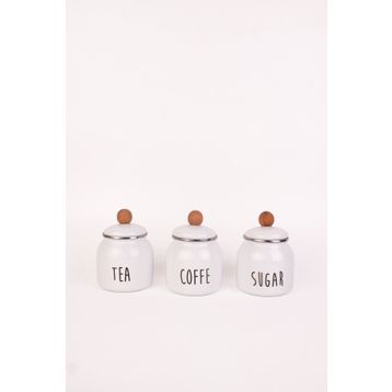 Emaylab Motto Tea Coffee Sugar 3lü Emaye Baharatlık Seti