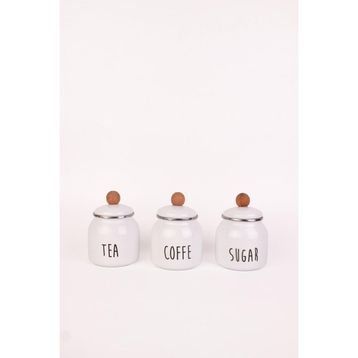 Emaylab Motto Tea Coffee Sugar 3lü Emaye Baharatlık Seti