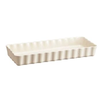 Emile Henry 26034 Dikdörtgen 36x15 cm Ekru Tart-Börek Fırın Kabı