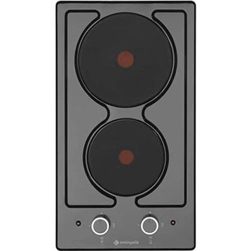 Eminçelik 41242 Ankastre İki Gözlü Elektrikli Siyah Domino Ocak