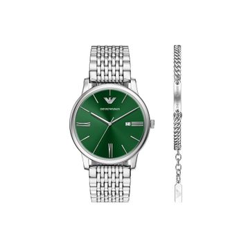 Emporio Armani Ar80087set Gri Metalik Çelik Erkek Kol Saati Ve Bileklik Seti