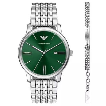 Emporio Armani Ar80087set Gri Metalik Çelik Erkek Kol Saati Ve Bileklik Seti