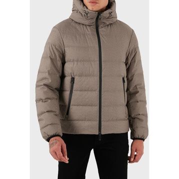 Emporio Armani EM003043 AF15384 U6189 Bej Kapitoneli Logolu Regular Fit Kapüşonlu Erkek Mont