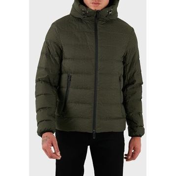Emporio Armani EM003043 AF15384 U8120 - Haki Kapitoneli 4g Logolu Regular Fit Kapüşonlu Erkek Mont