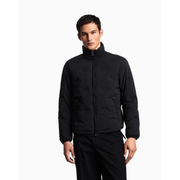 Emporio Armani EM003045 AF18232 UC001 - Siyah Logolu Regular Fit Dik Yaka Erkek Mont