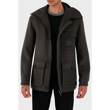 Emporio Armani EM003183 AF18229 U8112 - Antrasit Regular Fit Kapüşonlu Erkek Mont