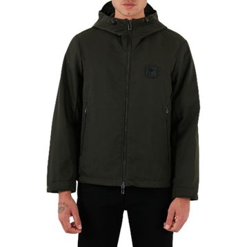 Emporio Armani EM003417 AF18264 U8120 - Haki Logolu Regular Fit Kapüşonlu Erkek Mont