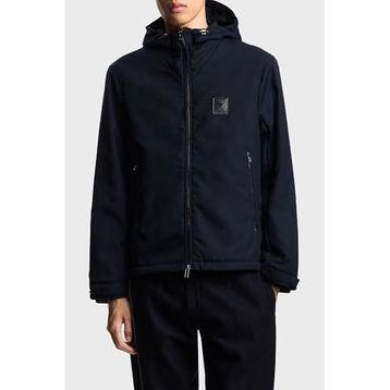 Emporio Armani EM003417 AF18264 UB118 Lacivert Logolu Regular Fit Kapüşonlu Erkek Mont