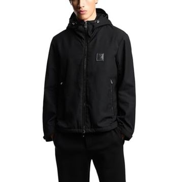 Emporio Armani EM003417 AF18264 UC001 Siyah Logolu Regular Fit Kapüşonlu Erkek Mont