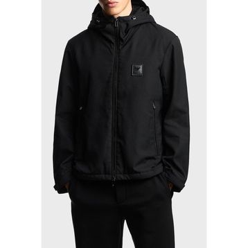Emporio Armani EM003417 AF18264 UC001 Siyah Logolu Regular Fit Kapüşonlu Erkek Mont