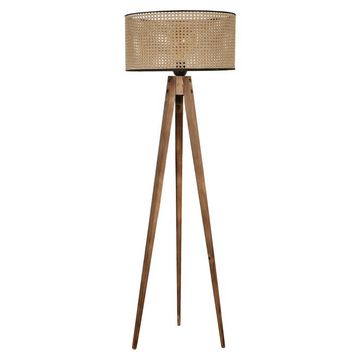 Emre Avize Tripod Yanık Silindir Rattan Abajurlu Lambader