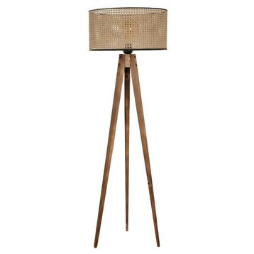 Emre Avize Tripod Yanık Silindir Rattan Abajurlu Lambader