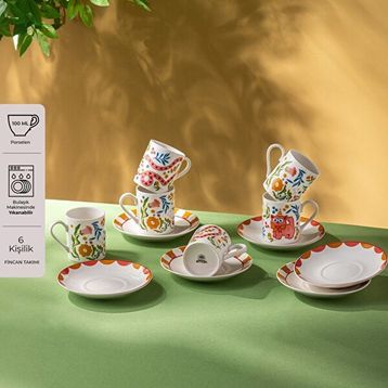 Emsan Cheerful 6'lı 100 ml Kahve Fincan Takımı