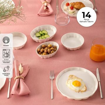 Emsan Cozy 14 Parça 6 Kişilik Beyaz Porselen Kahvaltı Takımı