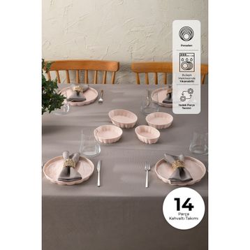 Emsan Cozy 14 Parça 6 Kişilik Pembe Kahvaltı Takımı