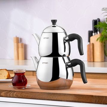 Emsan Duru Maxi 1.25-2.5 L Siyah Çaydanlık Takımı