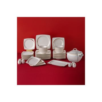 Emsan Fine Bone Hale 60 Parça 12 Kişilik Gold Kare Yemek Takımı