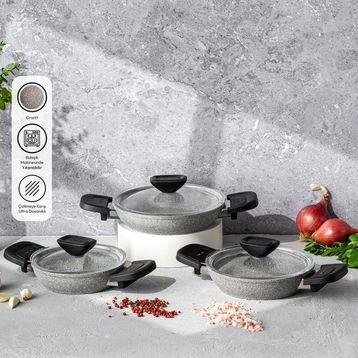 Emsan Fortis Gri Granit 6 Parça Sahan Set