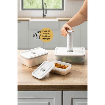 Emsan Freshlock Vakum Makineli 3'lü Saklama Kabı