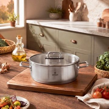 Emsan Grace 24 cm 3 Lt İndüksiyon Tabanlı Çelik Karnıyarık Tencere