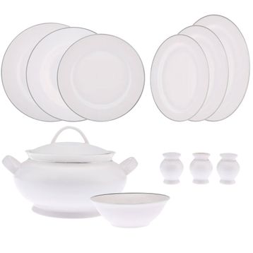 Emsan New Marly Porselen Platin 60 Parça 12 Kişilik Yuvarlak Yemek Takımı