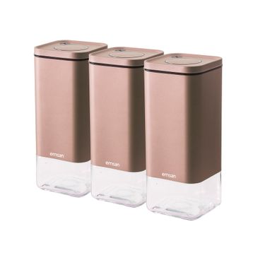 Emsan Plaza 3'lü Golden Pink Büyük Kavanoz