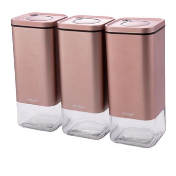 Emsan Plaza 3'lü Golden Pink Büyük Kavanoz
