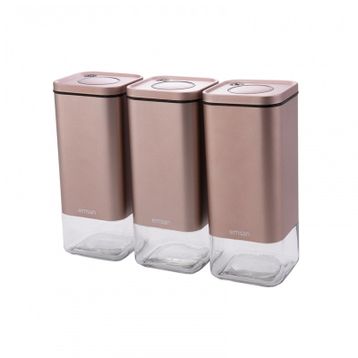 Emsan Plaza 3'lü Golden Pink Büyük Kavanoz
