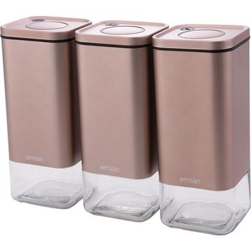 Emsan Plaza 3'lü Golden Pink Büyük Kavanoz