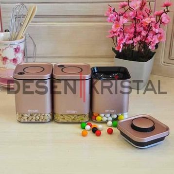 Emsan Plaza Golden Pink Küçük 3'lü Kavanoz Seti