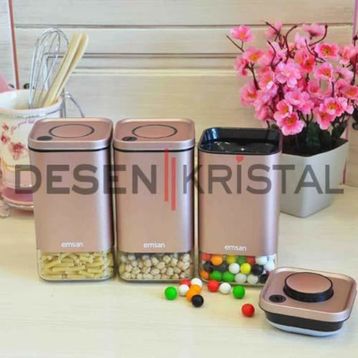 Emsan Plaza Golden Pink Orta 3'lü Kavanoz Seti