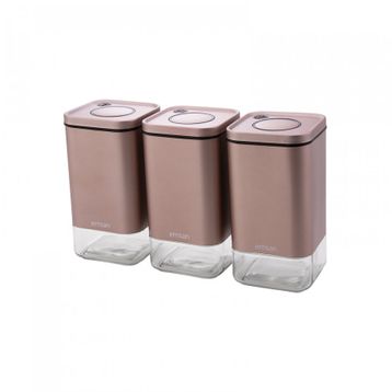 Emsan Plaza Golden Pink Orta 3'lü Kavanoz Seti