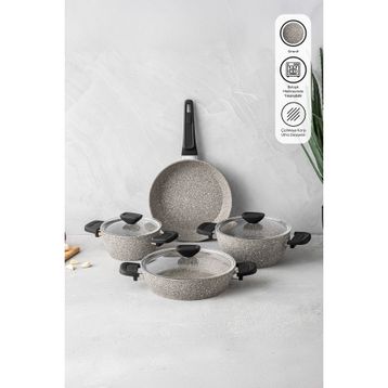Emsan Stone 7 Parça Granit Tencere Seti