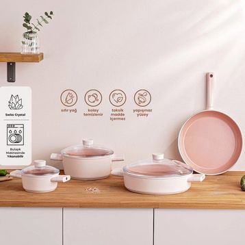 Emsan Swiss Crystal 7 Parça Derin Tencere Seti