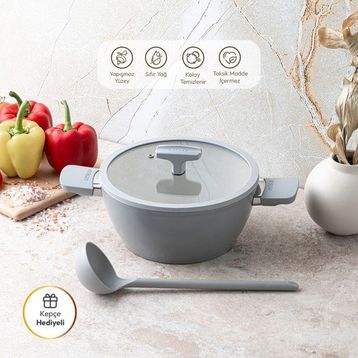 Emsan Swiss Cyrstal RS Gri 20 cm Derin Tencere