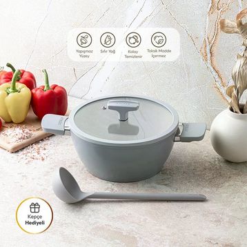 Emsan Swiss Cyrstal RS Gri 20 cm Derin Tencere