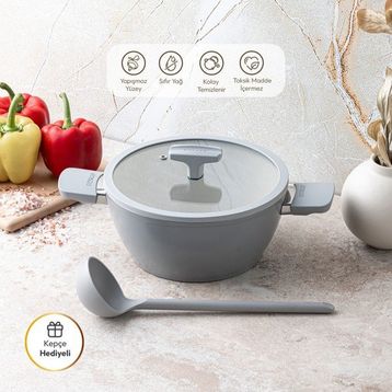 Emsan Swiss Cyrstal RS Gri 24 cm Derin Tencere