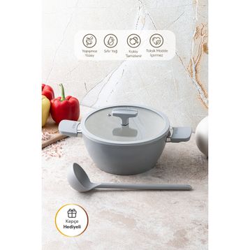 Emsan Swiss Cyrstal RS Gri 24 cm Derin Tencere