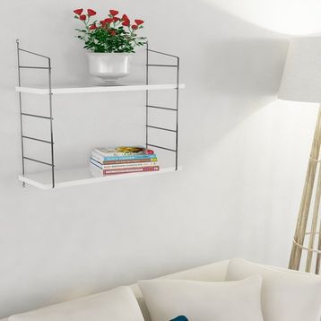 Endpa Armoni Siyah Beyaz Dikdörtgen 2 Raflı Salon Dekoratif Raf Seti