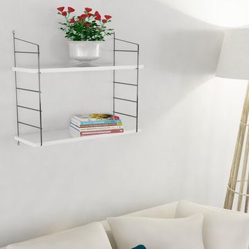 Endpa Armoni Siyah Beyaz Dikdörtgen 2 Raflı Salon Dekoratif Raf Seti