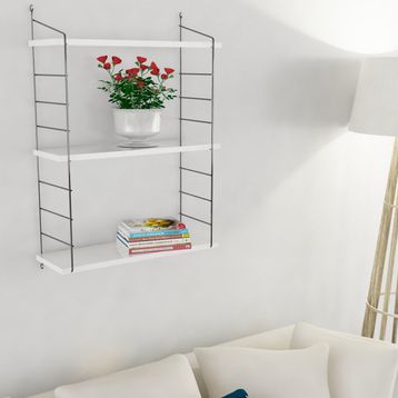 Endpa Armoni Siyah Beyaz Dikdörtgen 3 Raflı Salon Dekoratif Raf Seti