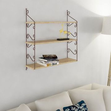 Endpa Seramoni Dikdörtgen Sarı 3 Raflı Salon Dekoratif Raf Seti