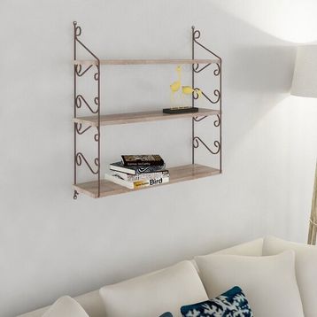 Endpa Seramoni Dikdörtgen Sarı 3 Raflı Salon Dekoratif Raf Seti