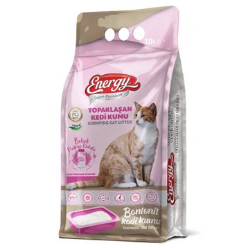 Energy Bebek Pudrası Kokulu İnce Taneli Topaklaşan Bentonit 10 lt Kedi Kumu