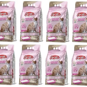 Energy Bebek Pudrası Kokulu İnce Taneli Topaklaşan Bentonit 8x10 lt Kedi Kumu