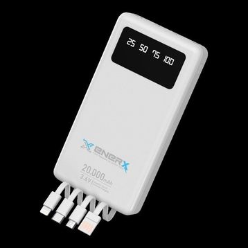 Enerx ENR-P20DC 20.000 mAh 2.1 Amper Dahili Kablolu Beyaz Powerbank