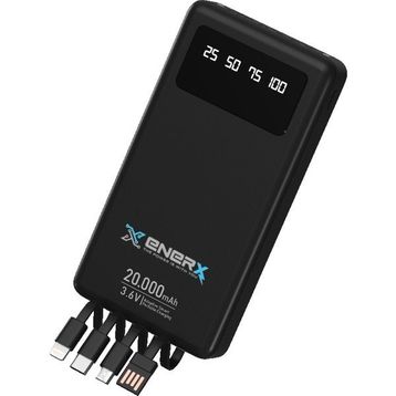 Enerx ENR-P20DC 20.000 mAh 2.1 Amper Dahili Kablolu Siyah Powerbank